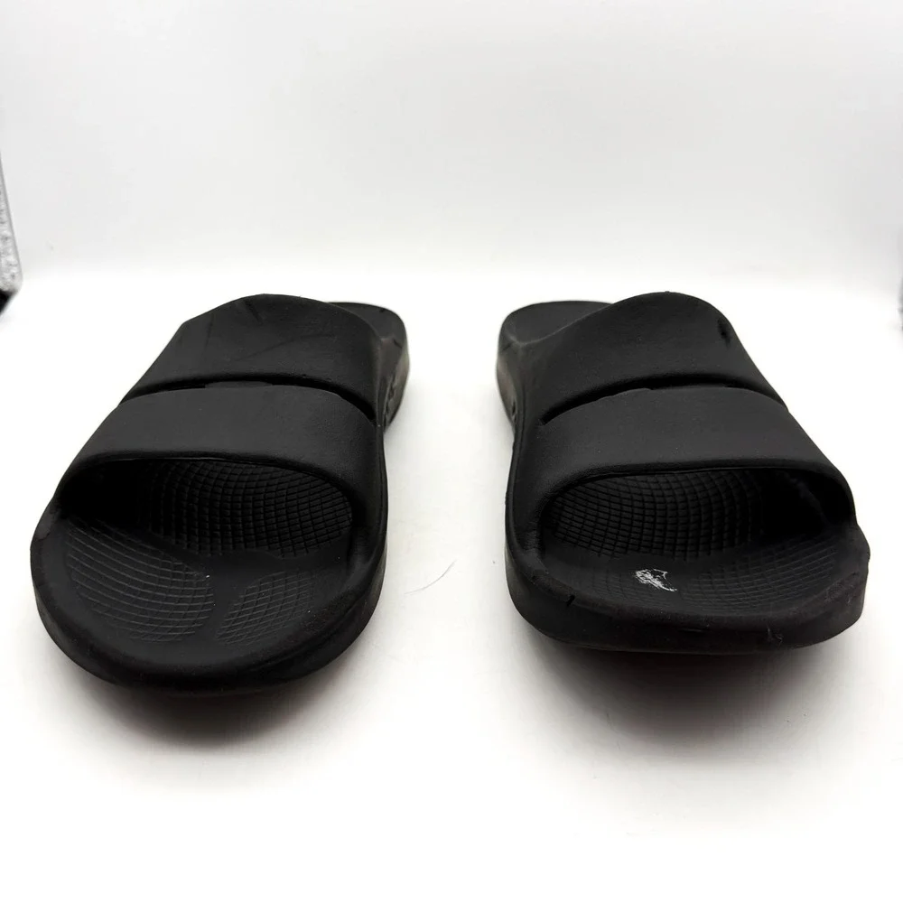 Oofos Black  Recovery Summer Slide Sandals Arch Support Foam Men's 10 Women's 12